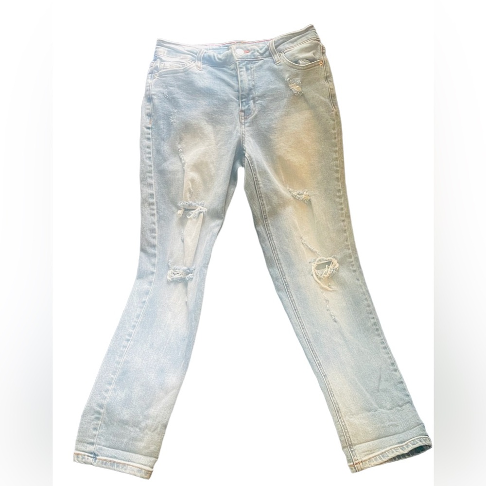 Fashion Nova Light Blue Ripped Straight Leg Jeans